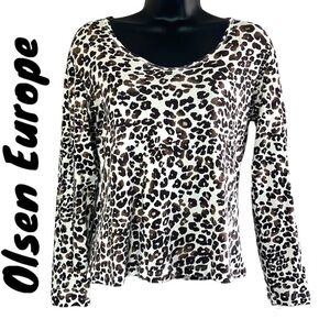 Olsen Europe Cheetah / Leopard Print Round Neck Top Size S-M/8